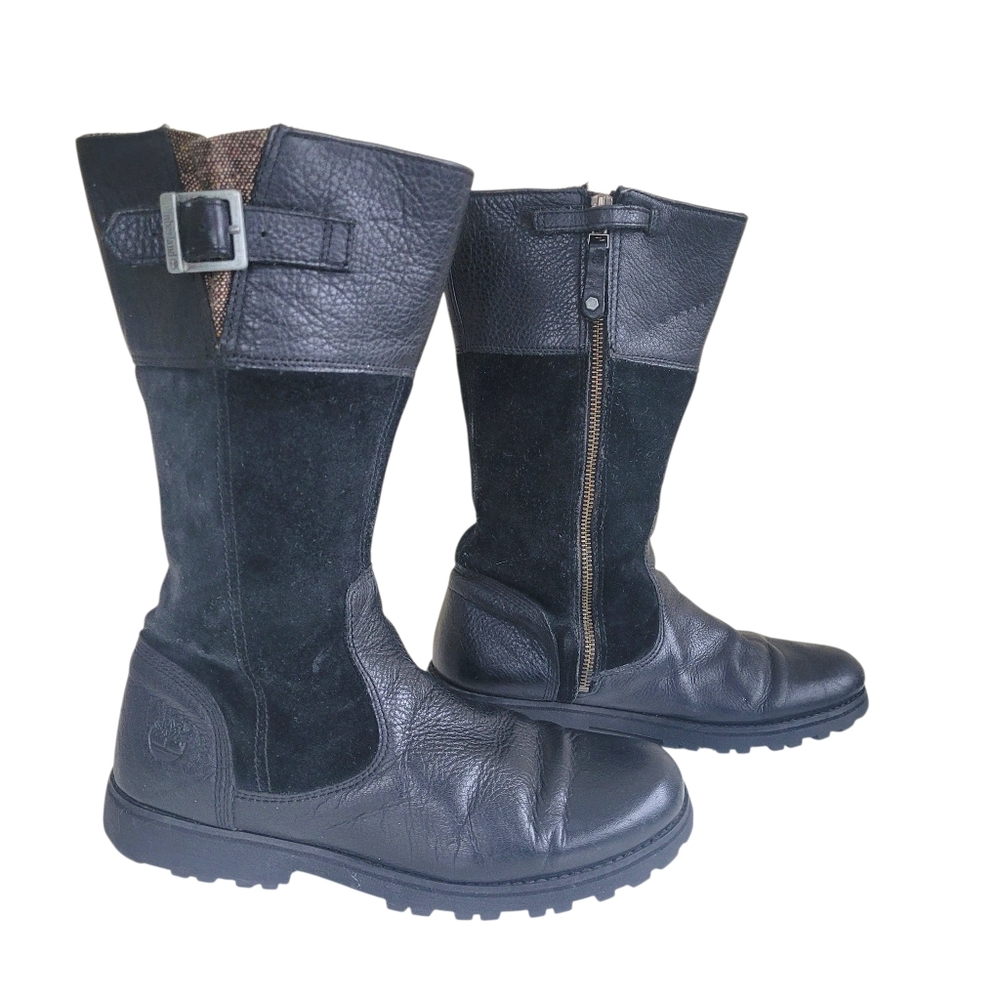 Timberland Tall Leather Suede Black Boots Womens 7